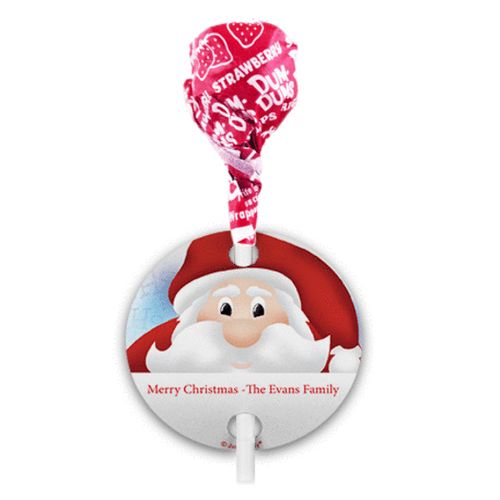 Personalized Ho Ho Santa Christmas Dum Dums with Gift Tag (75 pops)