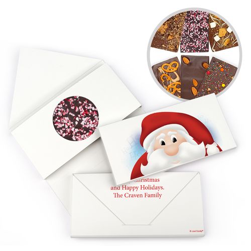 Personalized Peeking Santa Christmas Gourmet Infused Belgian Chocolate Bars (3.5oz)