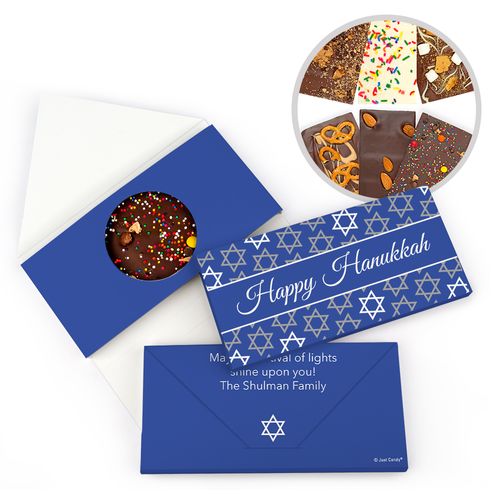 Personalized Festive Pattern Hanukkah Gourmet Infused Belgian Chocolate Bars (3.5oz)