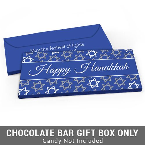 Deluxe Personalized Hanukkah Festive Pattern Candy Bar Favor Box