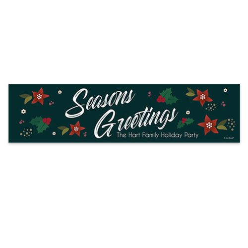 Personalized Holiday Pointsettia Seasons Greetings 5 Ft. Banner
