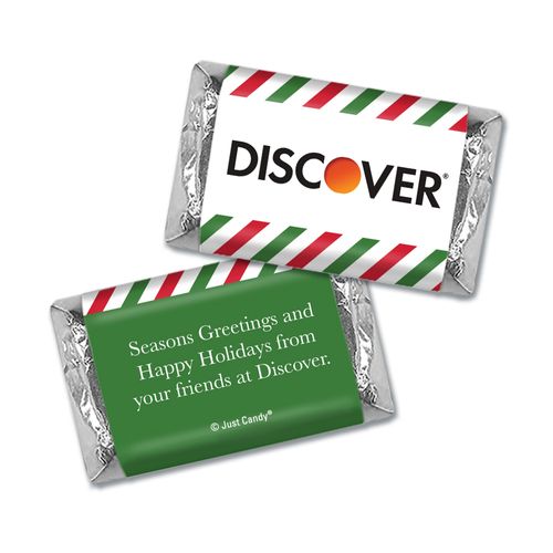 Personalized Christmas Season's Greetings with Stripes with Logo Hershey's Miniatures Wrappers