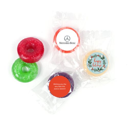 Personalized Life Savers 5 Flavor Hard Candy - Christmas Decorative Wreath with Logo