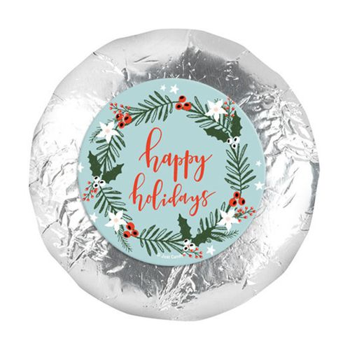 Happy Holidays Decorative Wreath 1.25" Stickers (48 Stickers)