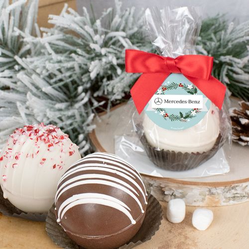Personalized Christmas Hot Cocoa Bomb - Decorative Wreath and Your Logo