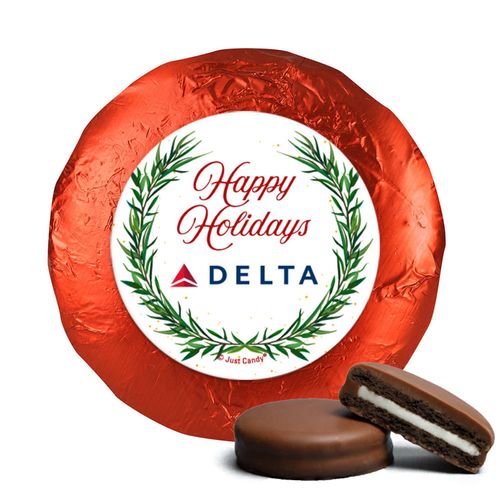 Personalized Happy Holidays Winter Greenery Chocolate Covered Oreos