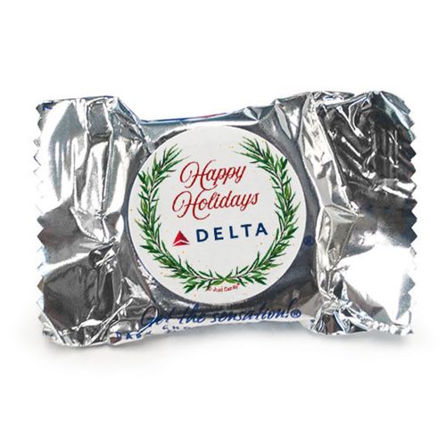 Personalized Happy Holidays Winter Greenery York Peppermint Patties
