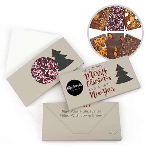 Personalized Christmas Rustic Trees with Logo Gourmet Infused Belgian Chocolate Bars (3.5oz)