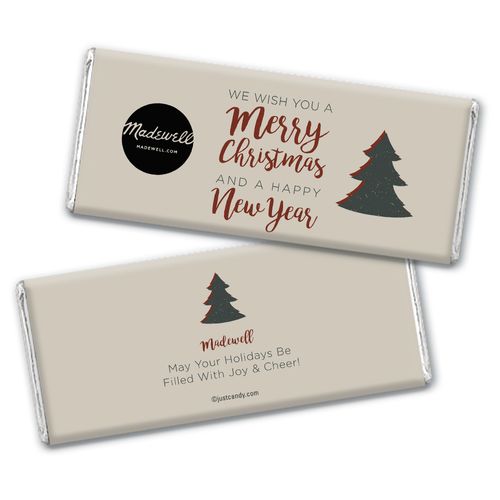 Personalized Christmas Rustic Trees with Logo Chocolate Bar Wrappers
