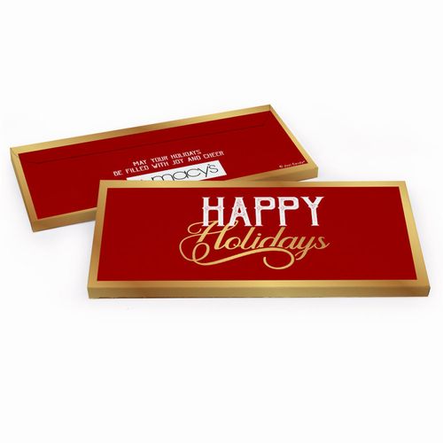 Deluxe Personalized Modern Holidays Add Your Logo Chocolate Bar in Metallic Gift Box
