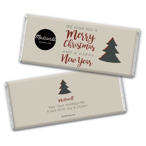 Personalized Christmas Rustic Trees with Logo Chocolate Bar & Wrapper