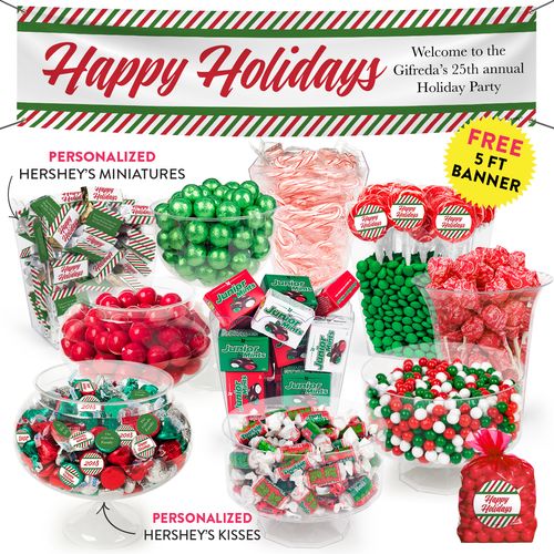 Personalized Season's Greetings Deluxe Candy Buffet - Containers Included