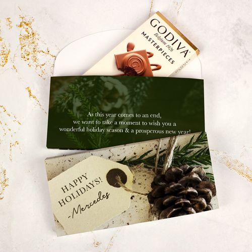 Deluxe Personalized Corporate Gift Tag Christmas Godiva Chocolate Bar in Gift Box