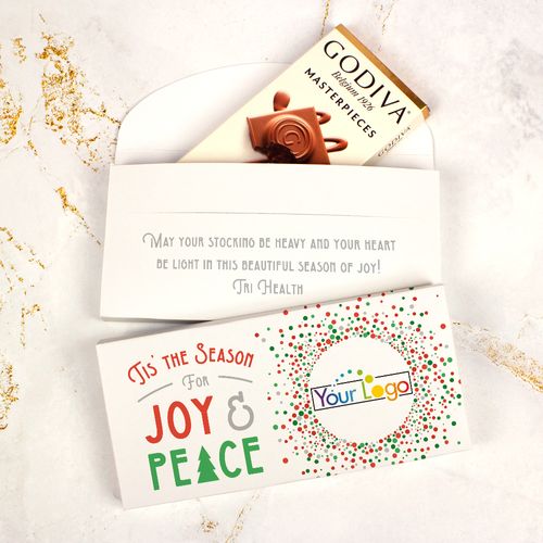 Deluxe Personalized Confetti Add Your Logo Christmas Godiva Chocolate Bar in Gift Box