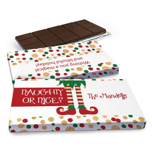 Deluxe Personalized Christmas Naughty or Nice Chocolate Bar in Gift Box (3oz Bar)