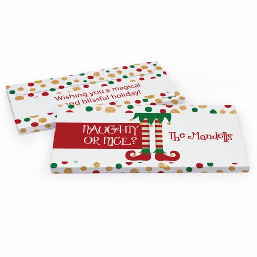 Deluxe Personalized Christmas Naught or Nice Candy Bar Cover