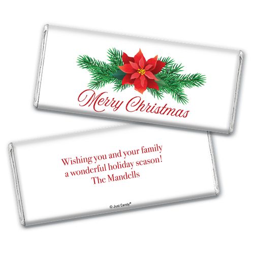 Personalized Holiday Poinsettia Chocolate Bar Wrappers Only