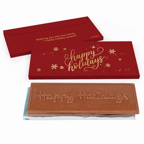 Deluxe Personalized Happy Holidays Embossed Happy Holidays Chocolate Bar in Gift Box