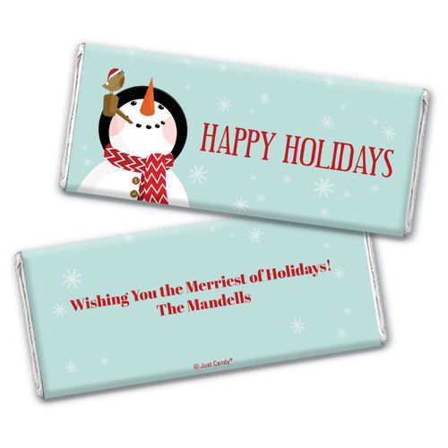 Personalized Happy Holidays Snowman Chocolate Bars