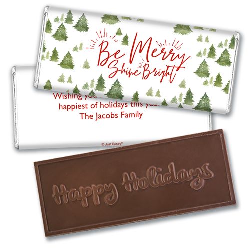 Personalized Christmas Be Merry Shine Bright Embossed Chocolate Bar
