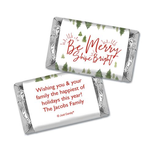 Personalized Christmas Be Merry Shine Bright Hershey's Miniatures Wrappers