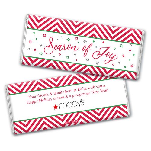 Personalized Christmas Season of Joy Add Your Logo Chocolate Bar Wrappers Only