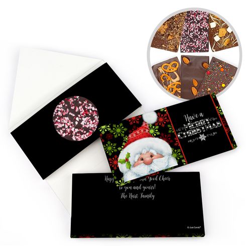 Personalized Chalkboard Santa Christmas Gourmet Infused Belgian Chocolate Bars (3.5oz)