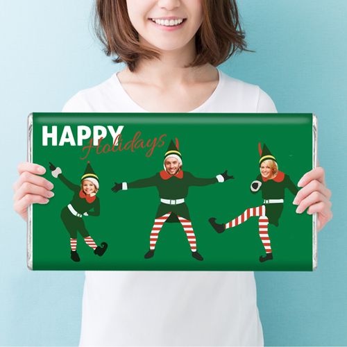 Personalized Dancing Elves Christmas Giant 5lb Hershey's Chocolate Bar