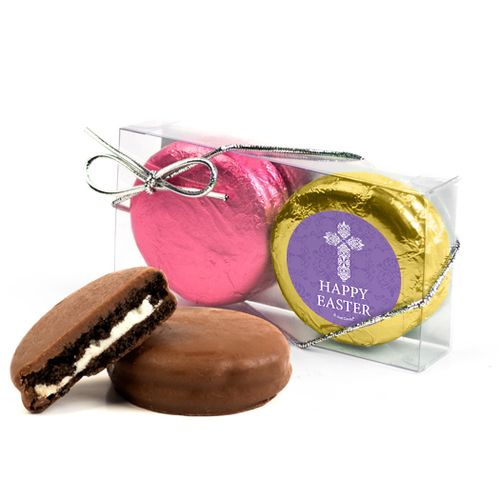 Easter Purple Cross 2Pk Pink & Gold Foiled Chocolate Covered Oreo Cookies
