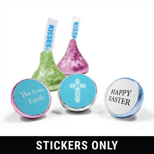 Personalized Easter Blue Cross 3/4" Sticker (108 Stickers)