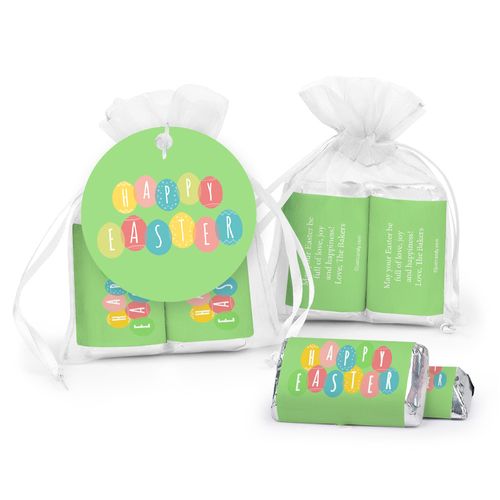 Personalized Easter Egg Party Hershey's Miniatures in XS Organza Bags with Gift Tag