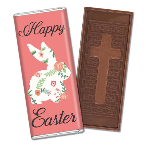 Personalized Easter Floral Bunny Embossed Chocolate Bar