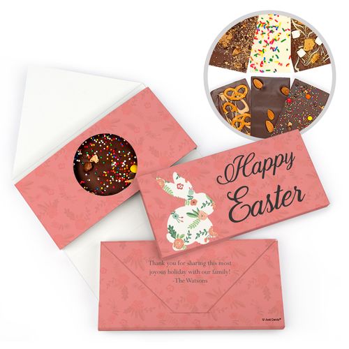 Personalized Easter Floral Bunny Easter Gourmet Infused Belgian Chocolate Bars (3.5oz)