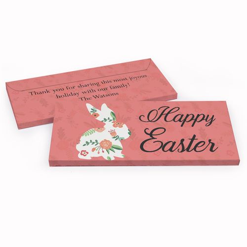 Deluxe Personalized Floral Bunny Easter Candy Bar Favor Box