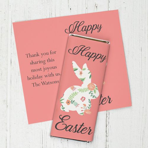 Personalized Easter Floral Bunny Chocolate Bar Wrappers Only