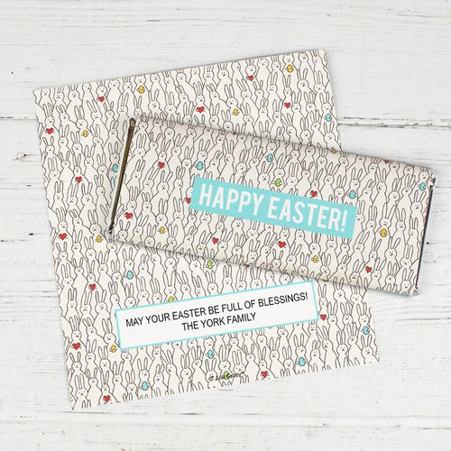 Personalized Easter Parade of Bunnies Chocolate Bar Wrappers Only