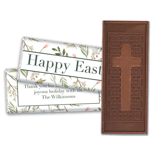 Personalized Easter Spring Greenery Embossed Chocolate Bars