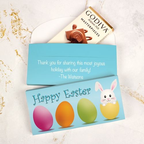 Deluxe Personalized Easter Hatched a Bunny Godiva Chocolate Bar in Gift Box