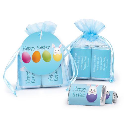 Personalized Easter Hatched an Egg Hershey's Miniatures in XS Organza Bags with Gift Tag