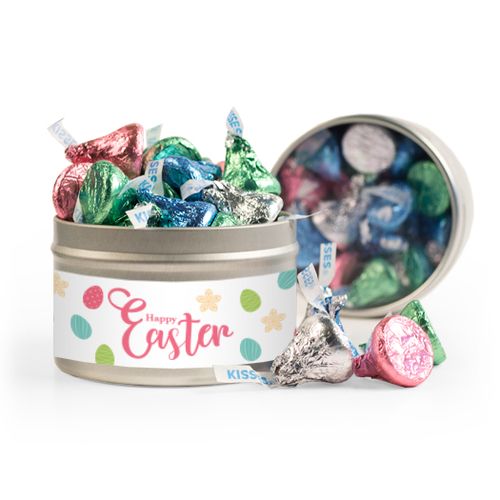 Personalized Easter Eggs & Flowers 8oz Tin with Label