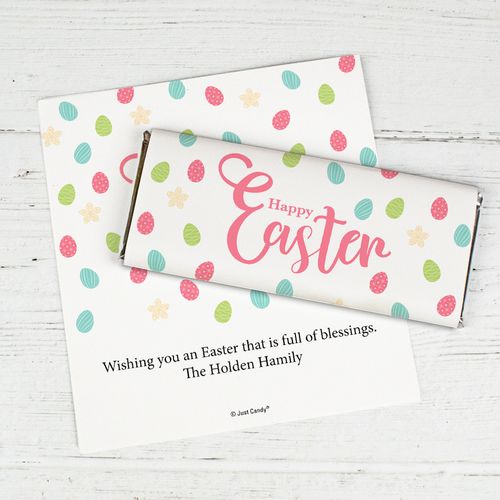 Personalized Easter Eggs & Flowers Chocolate Bar Wrappers