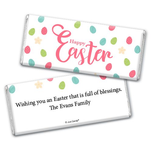 Personalized Easter Eggs & Flowers Chocolate Bar & Wrapper