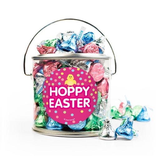 Easter Pink Chick Silver Paint Can with Sticker - 12oz Spring Mix Kisses