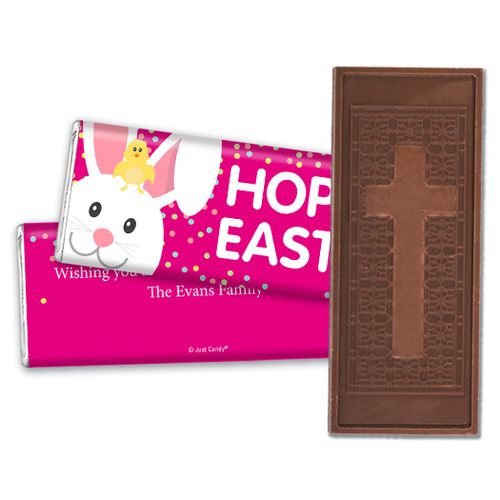Personalized Easter Pink Chick Embossed Chocolate Bar & Wrapper