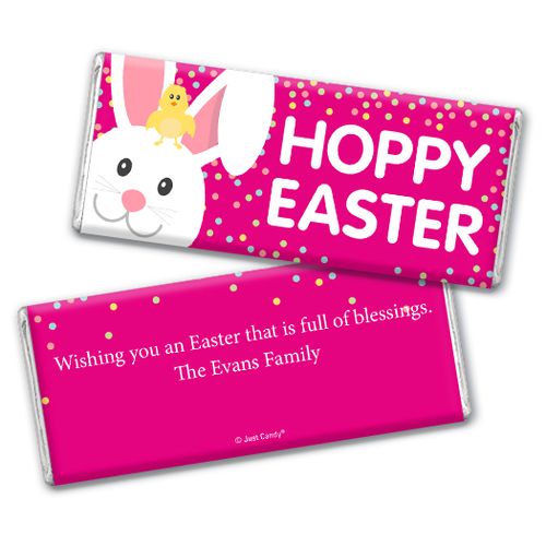 Personalized Easter Pink Chick Chocolate Bar & Wrapper