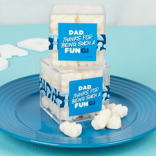 Personalized Father's Day JUST CANDY® favor cube with Gummy Bears