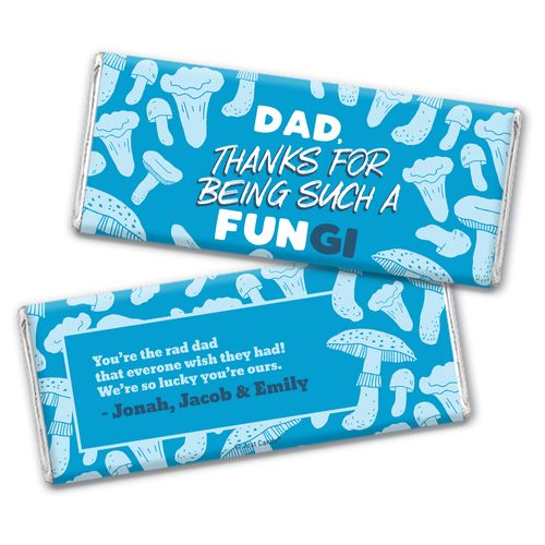 Personalized Father's Day Dad's a FUNgi Chocolate Bar & Wrapper