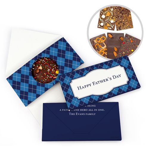 Personalized Argyle Pattern Father's Day Gourmet Infused Belgian Chocolate Bars (3.5oz)