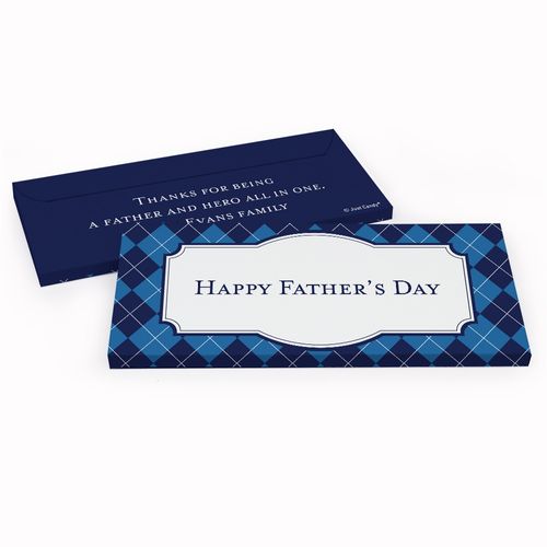 Deluxe Personalized Father's Day Argyle Pattern Chocolate Bar in Gift Box