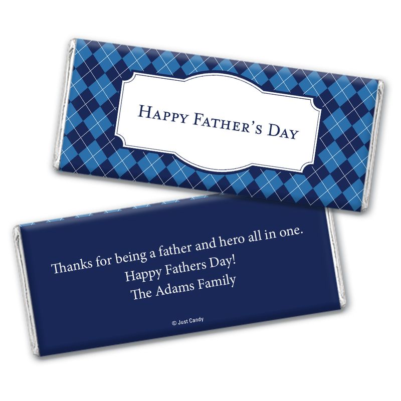 Personalized Father's Day Argyle Pattern Chocolate Bar Wrappers - Whcandy.com for Free Printable Father S Day Candy Bar Wrappers Templates
